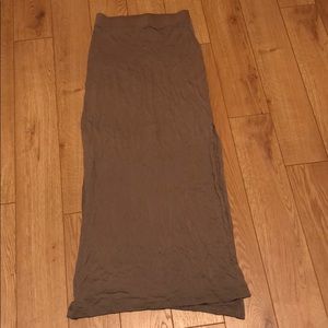Tan half slit maxi skirt